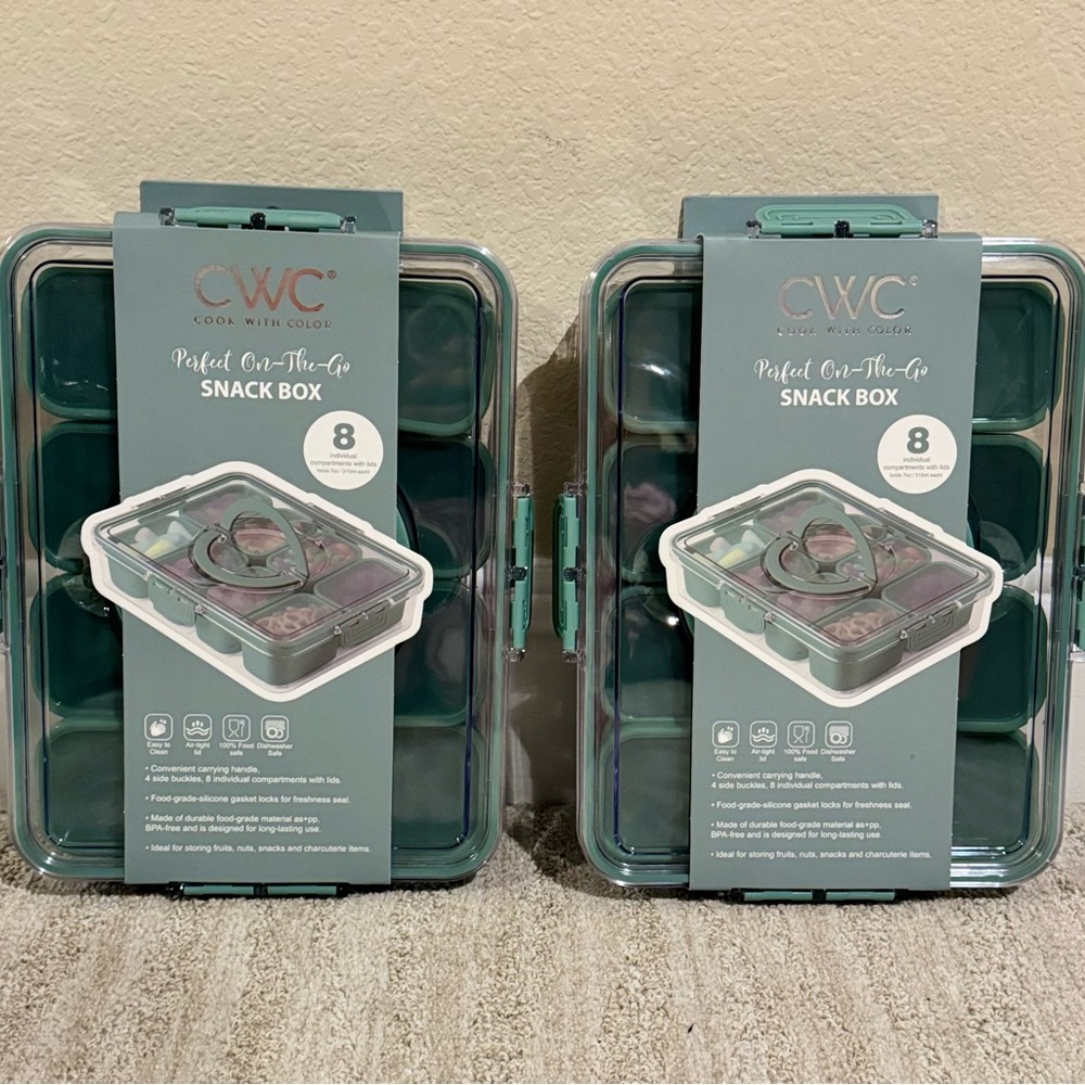 Cook with Color 8 Compartment Snack Container. Pack of 2 . NEW !!!!